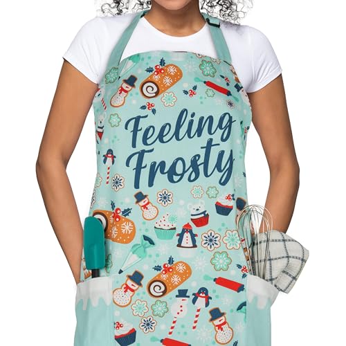 Feeling Frosty Holiday Themed Cotton Apron for Women (Feeling Frosty)