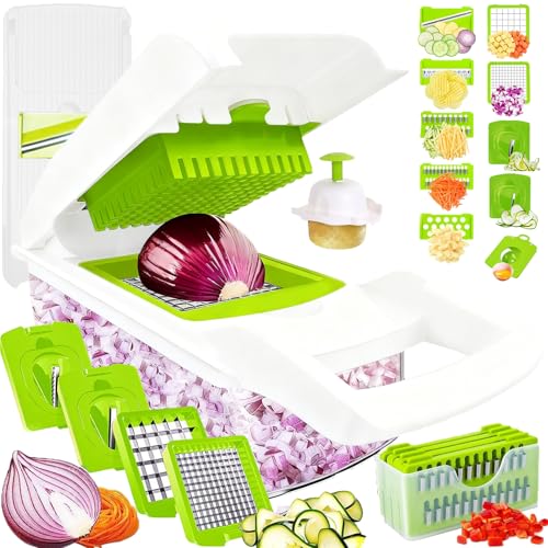 Vegetable Chopper Mandoline Slicer Home Kitchen Appliance Essential Gadget (White)