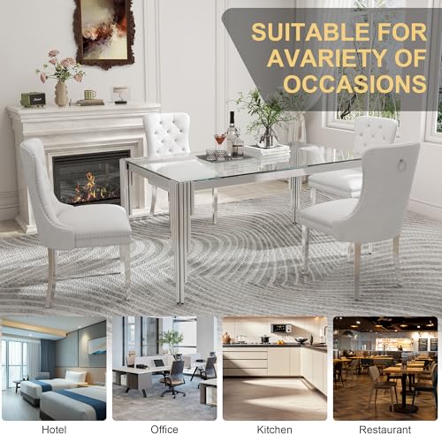 63'' Modern Glass Dining Table for 4 (Silver-clear / Rectangle-62.99" L x 35.43" W x 29.53" H)