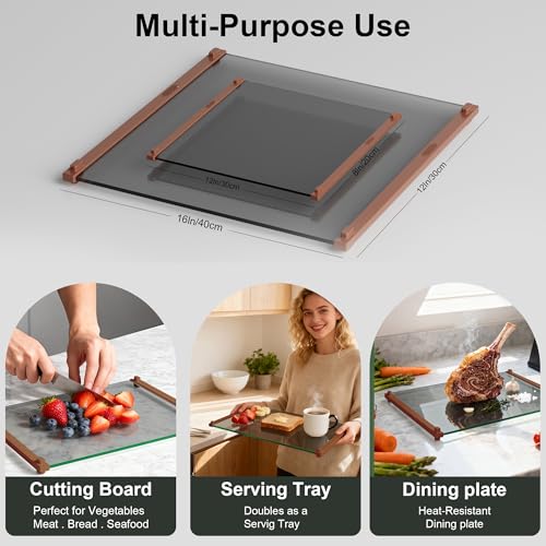 Glass Cutting Boards for Kitchen (Coffee-colored)