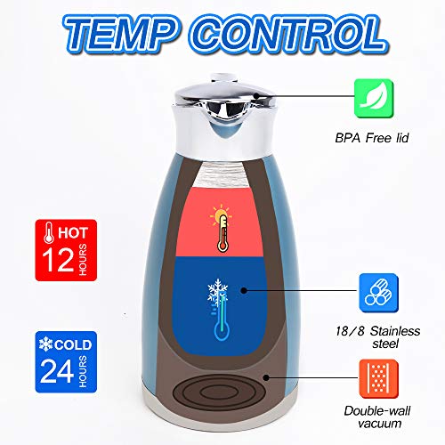 61oz Coffee Carafe Airpot Insulated Coffee Urn Stainless Steel Vacuum Thermal Pot Flask for Coffee (Blue)