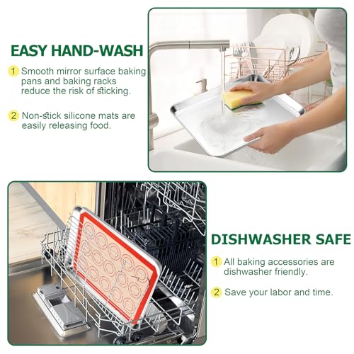 Stainless Steel Baking Sheet Pan with Rack & Mat