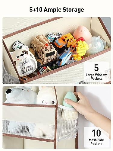 1 Pc 5 Tier Over the Door Organizer with 15 Pockets (Beige / 5 Tier)