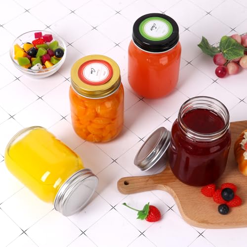 Glass Mason Jars 16 oz (Black Lids-16oz)