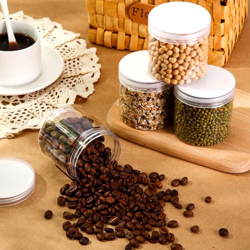 6 Pack 10 oz Plastic Jars Containers with Lids Wide (6 Count)