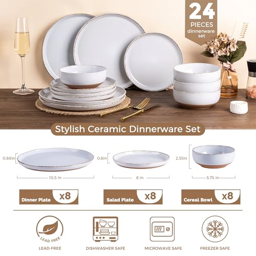 Dinnerware Sets for 8 (White / Service For 8(24Pcs))