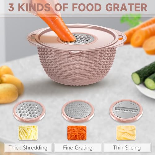 4 1 Colander with Bowl & Spoons Set (Pink)