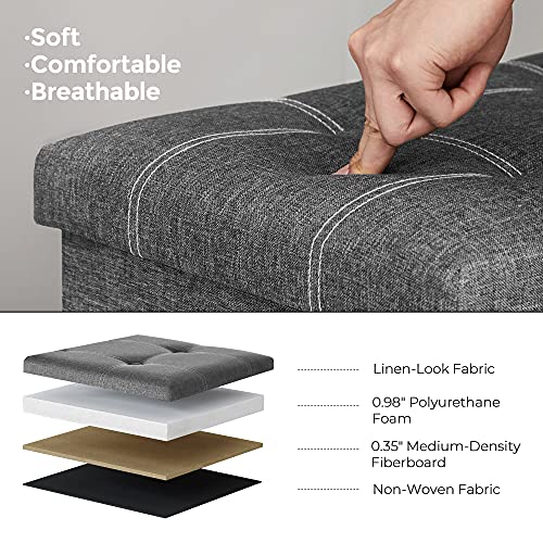 Ottoman Storage Bench (Dark Gray + White / 15"D x 30"W x 15"H (without Flipping Lid))