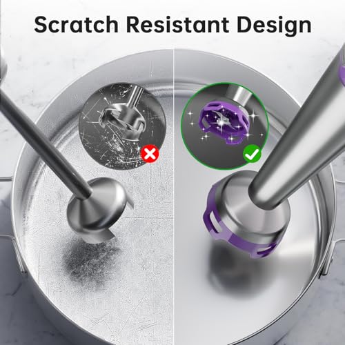 Immersion Blender Handheld 5 in 1 Hand Blender Set 1100W Heavy Duty (Purple / 5 in 1)