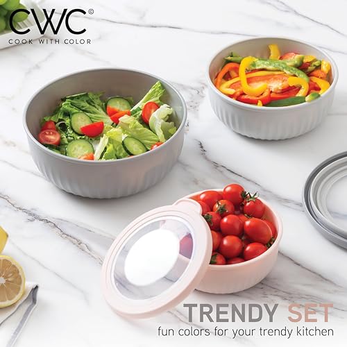 Prep Bowls with Lids (Grey/Pink / 8 Piece Set - Wide Bowls)