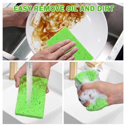 24 Pack Kitchen Sponges Natural Cellulose Compressed Sponges for Cleaning Reusable Dish Sponge Kitchen Non (24 Count)