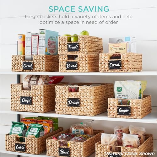 Set of 4 9x12in Water Hyacinth Pantry Baskets (9x12x5in / Black)