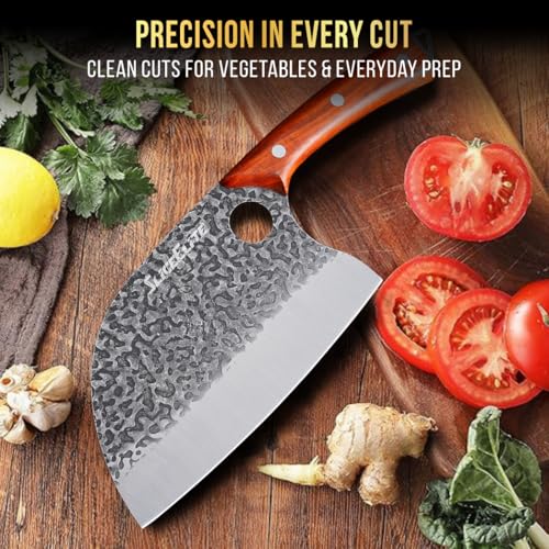 3 Piece BBQ Knife Set Serbian Chef Knife Meat Cleaver Viking Kitchen Knives