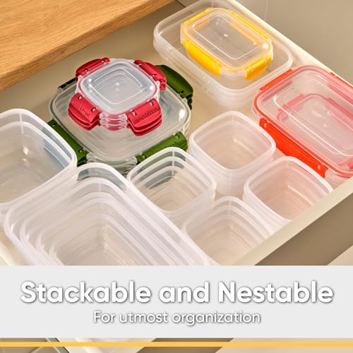 Plastic Food Storage Containers with Airtight Lids (80 oz / Yellow)