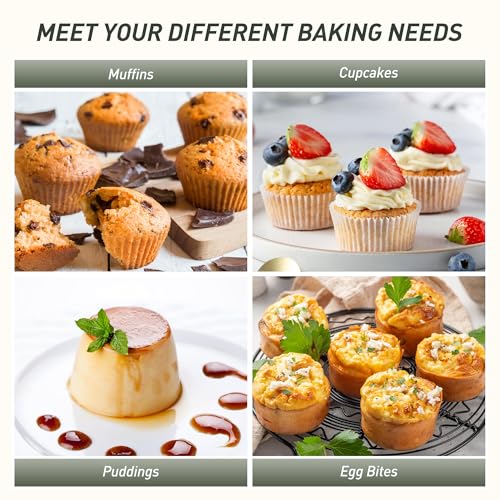 2 Packs 24 Cups Silicone Muffin Pan with Metal Reinforced Frame Mini Size Cupcake Pan Tray Egg Bites Silicone Circle Cookie Molds Muffin Tin Tart Pans Baking Sheet Set for Breakfast Sandwiches (2pc: 24-Cup Mini / Morandi Green)