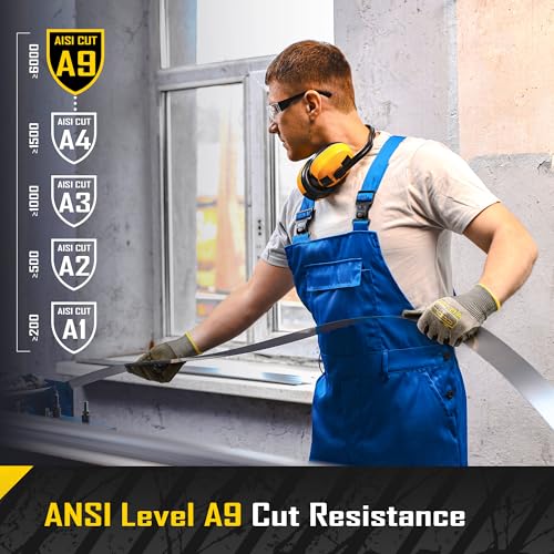 A9 120 Pairs PU Cut Resistant Work Gloves with Grip (Medium (Pack of 120))