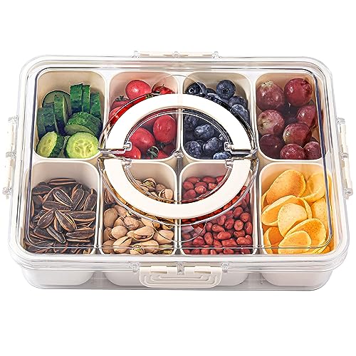 Snackle Box Snack Container Tray with Lid (8 Compartments / White)