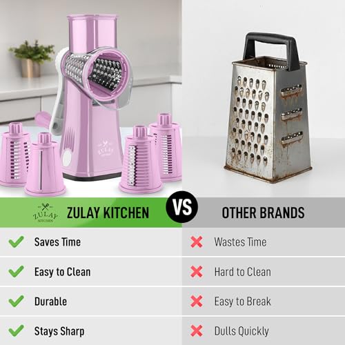Rotary Cheese Grater Manual Hand Crank 5 Blade Shredder