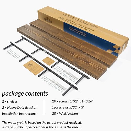 60 Inch Floating Shelves (Black Walnut / 60'' x 8''x 2''(set of 2）)