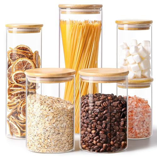 Glass Storage Jars 6 Pack (2 qt x1 + 1 qt x1 + 1 qt x2 + 0.5 qt x2)