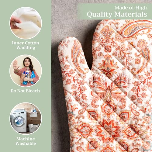Maison d'Hermine Oven Gloves 100% Cotton Oven Mitt (059 - Cachemire / 7.5" x 13" (Oven Mitt))