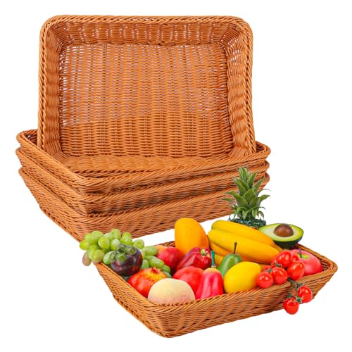5 Pack 16 Inch Brown Wicker Bread Basket (5 Pack 16 Inch Brown)