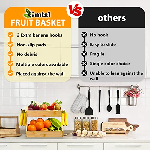 Bamboo Fruit Basket for Kitchen (2-Tier Narture)