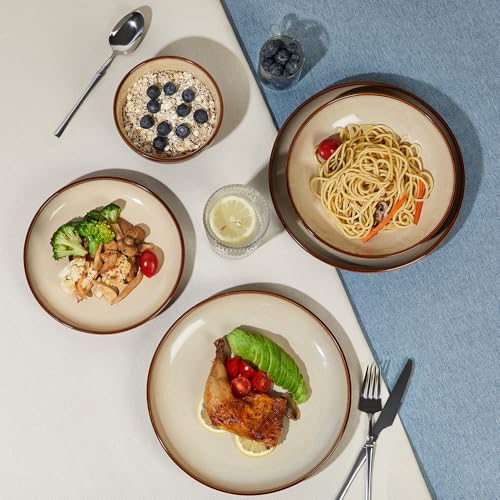 Stoneware Dinnerware Sets for 8 (Brown Yellow / Set (32pcs))
