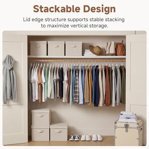 Fabric Storage Bins with Lids (Rustic Linen / Jumbo)