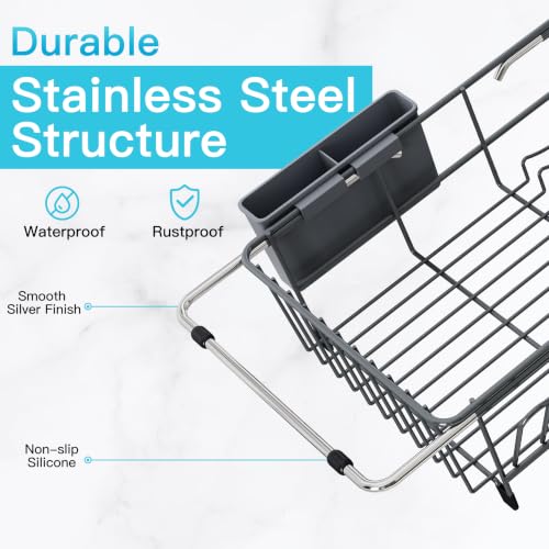 Gray Dish Drying Rack in Sink (Dark Gray / For 12"-30"w Sink)