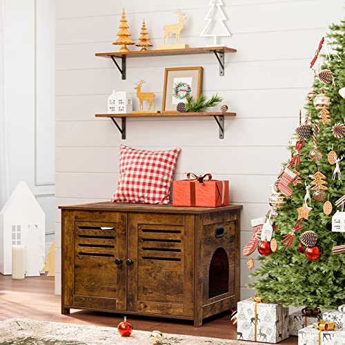 Long Wall Shelves (Rustic Brown / 31.5 Inch)