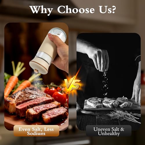 2-in-1 Salt Shaker, Glass Salt and Pepper Shakers Set for Kitchen, Salt and Pepper Containers with 1g Measuring Spoon, Farmhouse Cute Salt Pepper Shakers for Home Easy Filling, 1PCS (White-1pcs)