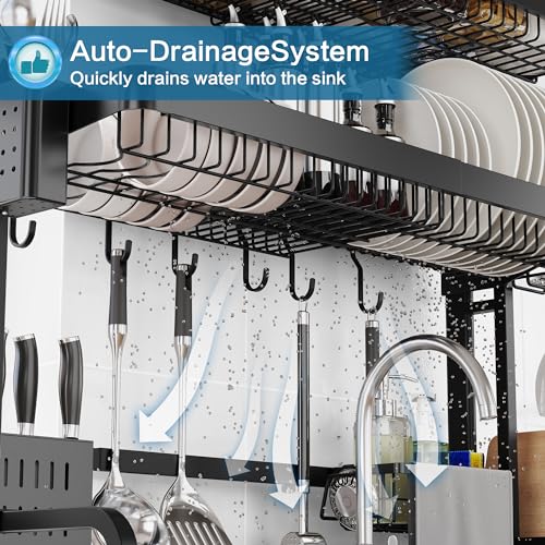 Over The Sink Dish Drying Rack (Black / 3 Tier Style B)