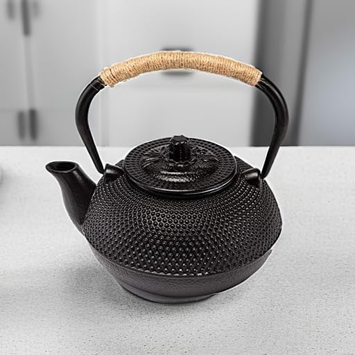 Japanese Tetsubin Cast Iron Teapot Tea Kettle pot with Stainless Steel Infuser for Stovetop Safe Coated with Enameled Interior 30 oz (30 oz / 900 ml)