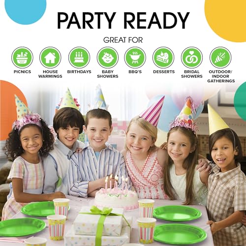 Sturdy Lime Green Plastic Plates 7" Cake Plates 100 Pcs (7 inch / Lime Green)