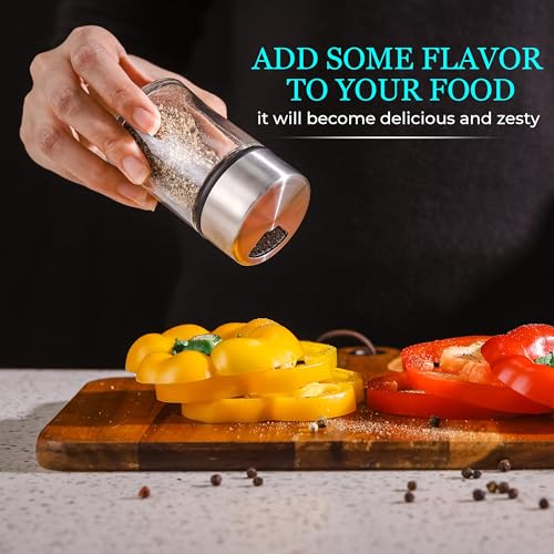 Salt and Pepper Shakers Set with Adjustable Pour Holes
