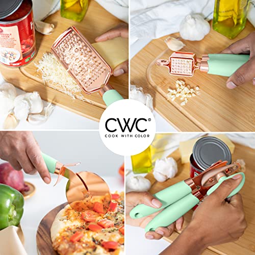 Kitchen Gadget Set Copper Plated Stainless Steel Utensils with Soft Touch Handles (7 Pieces / Copper Mint)