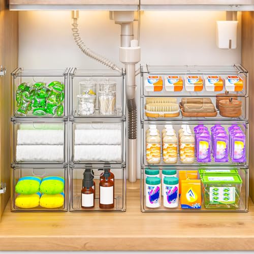 6 Pack Acrylic Stackable Storage Drawers for Vanity