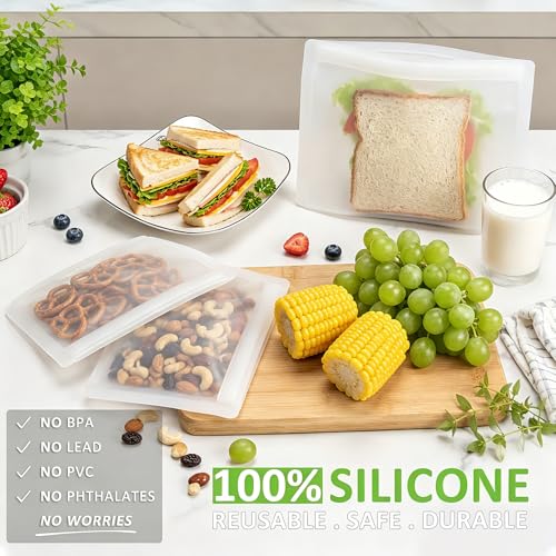 Reusable Sandwich Bags & Snack Bags Set (Translucent | S+XS | 8 Pack Flat)