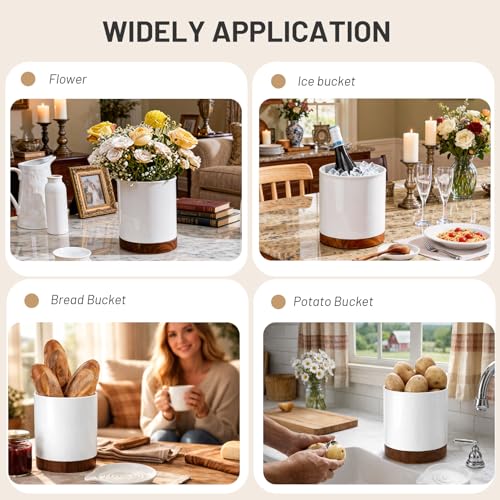 Ceramic Rotating Utensil Holder with Spoon Rest for Kitchen Counter White (White & Spoon Rest)