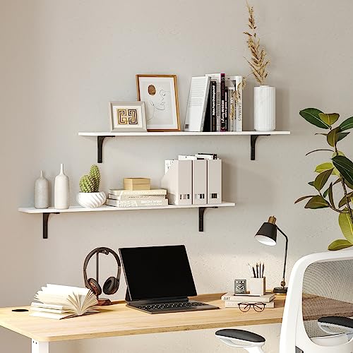 Long Wall Shelves (White / 55.1 Inch)