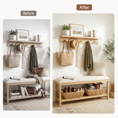 Hand Woven Storage Baskets with Wooden Handles (Natural(Water Hyacinth) / Large)