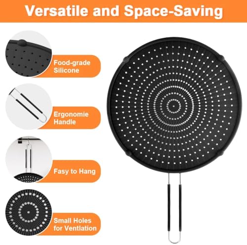 Silicone Splatter Screen for Frying Pan (3 black)