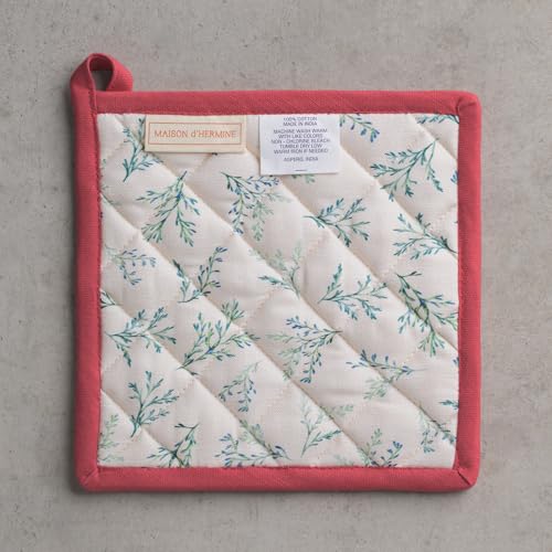 Pot Holders 100% Cotton Potholders (100 - Holly Time / 8" x 8" (Pot Holder Pack of 1))