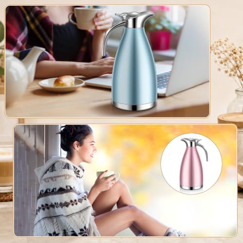 2 Pcs 68oz Thermal Coffee Carafe (Khaki Blue, Pink)