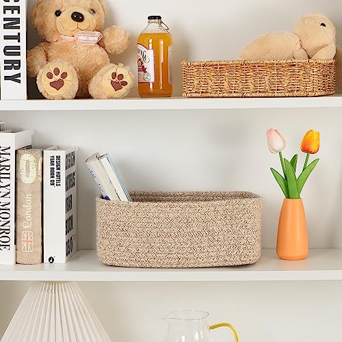 Small Storage Baskets for Organizing (3pcs-L11.5xW7.5xH4.7" / Brown)