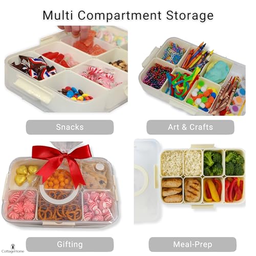 Snackle Box Container with 8 Removable Compartments (Cream / Large Snackle Box Containers)