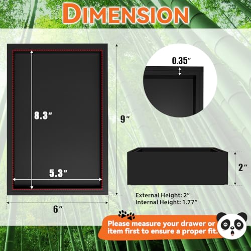 Bamboo Kitchen Drawer Organizer (9 x 6 x 2 Inch / Black)