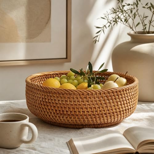 10.6" Large Round Rattan Bread Fruit Basket (L)
