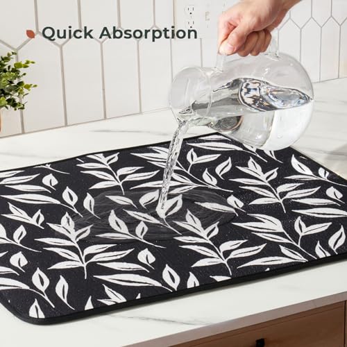 Dish Drying Mats 2 Pack (16''X18'' / Verdant Leaves)